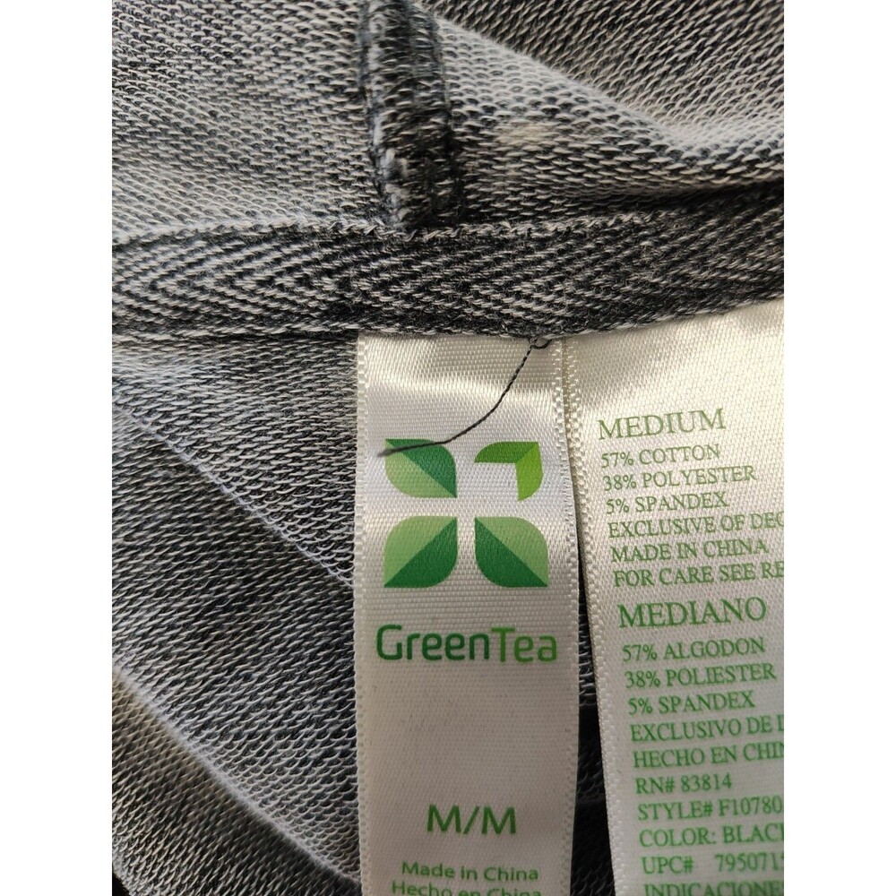 GreanTea Womens Hoodie - Size MED - Faux Distressed Heathered Gray French Terry - Picture 14 of 14